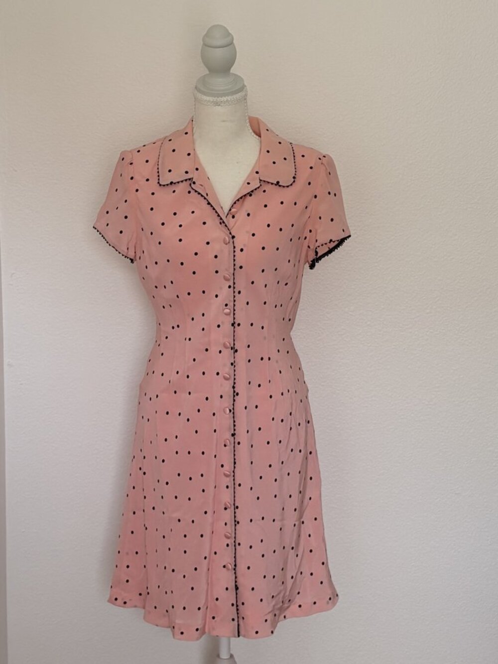 ✨ Nine West Black & White Polka Dot Silk Midi Dress ✨ Size 10